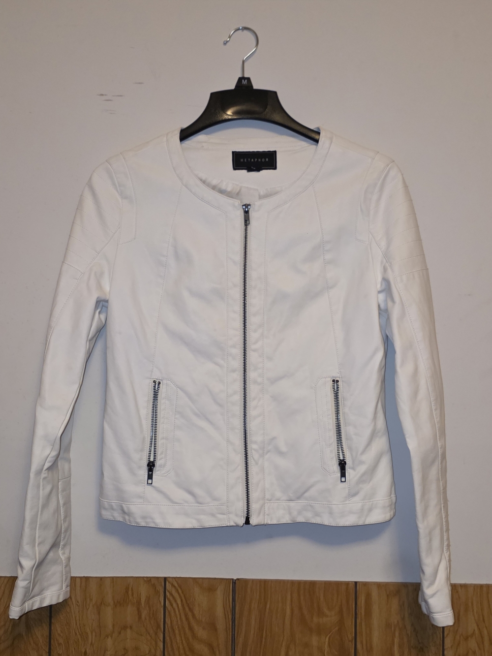 Metaphor White Faux-Leather Zip Jacket